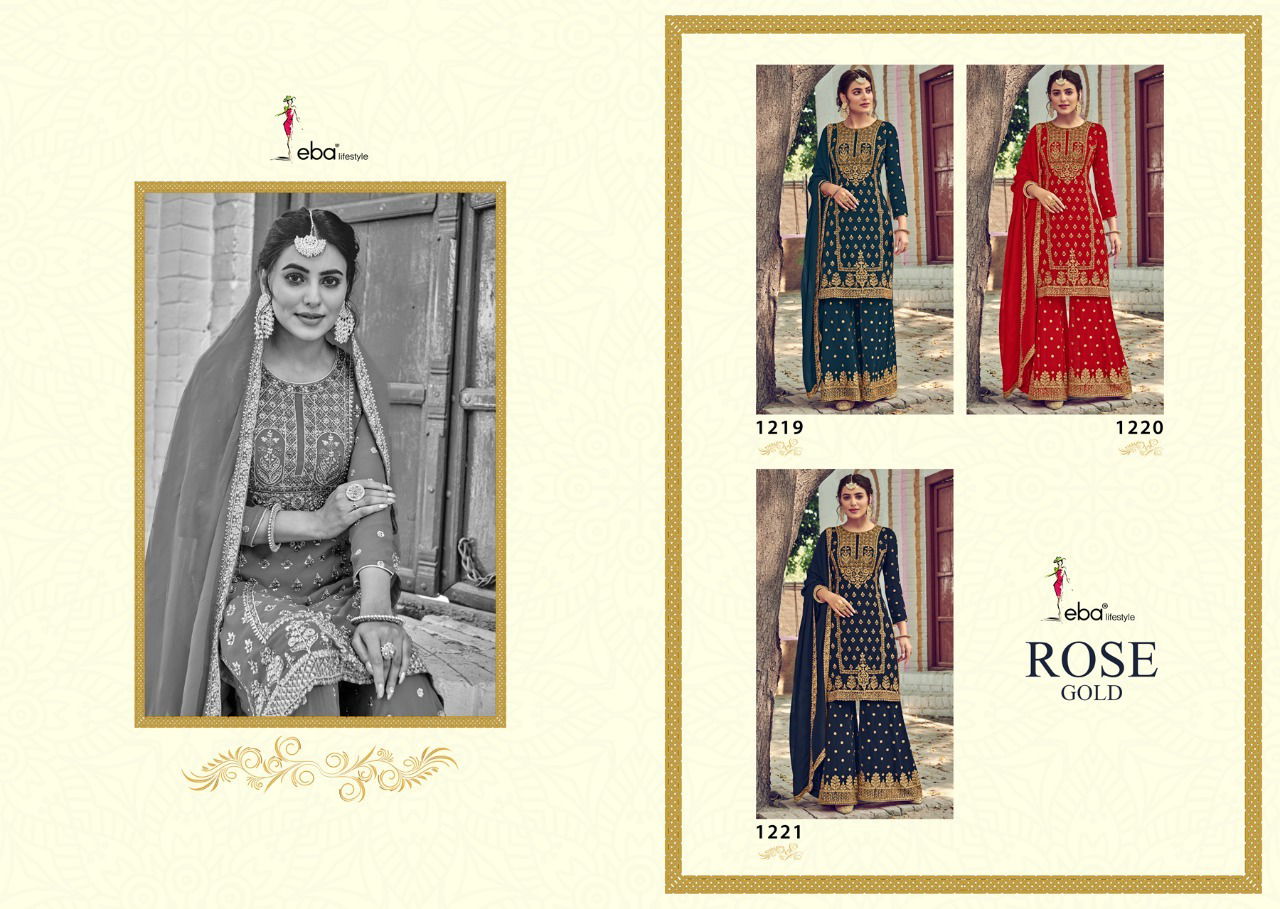 Eba Rose Gold Latest Wedding Wear fancy Foux Georgette With Embroidery Work And Khatli Diamond Work Salwar Kameez Collection
